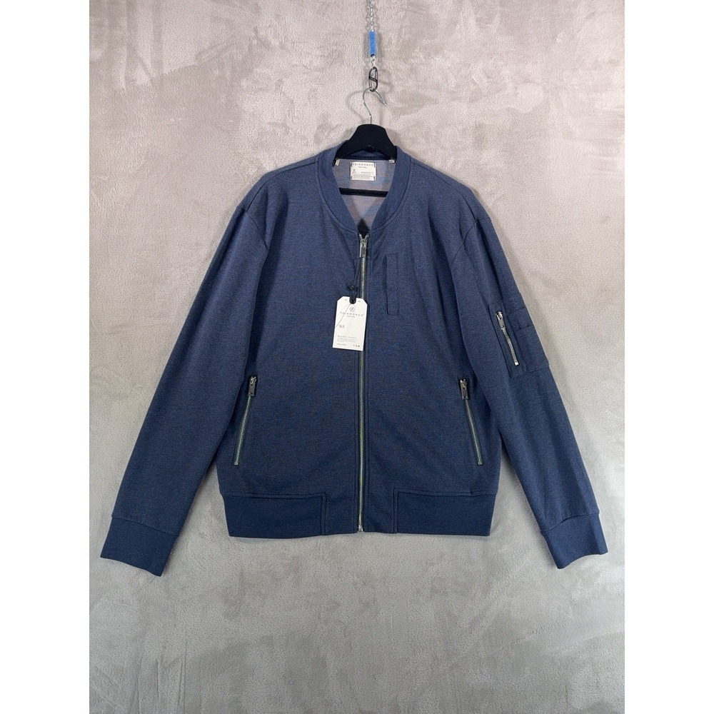 7 DIAMONDS Core Knit Bomber Jacket Mens Size XL Blue Full Zip Stretch Casual